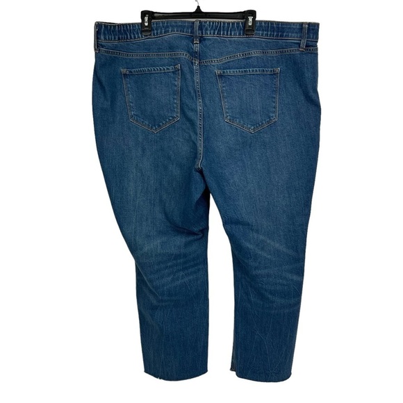 Old Navy Women’s Blue Jeans Sz 26 High Rise Straight Distress 2” Elastic Waist - Picture 4 of 14